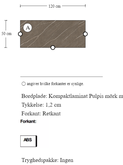 Kompaktlaminat Pulpis mörk m/svart kärna nr 445 på mål